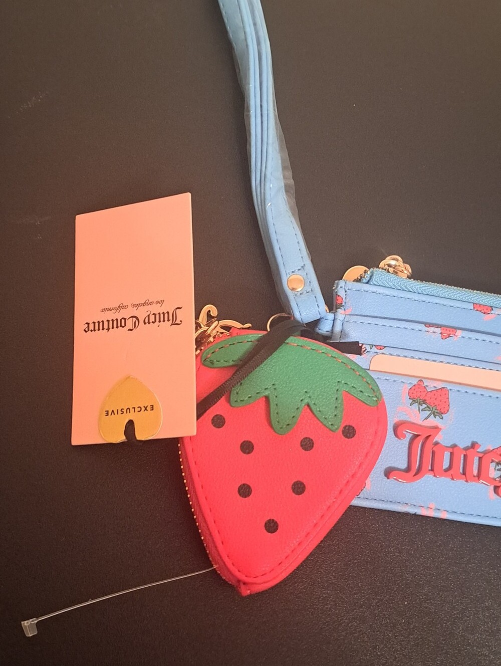 Juicy Couture Blue Cardholder with Red Strawberry Coin Pouch NWT - Picture 2 of 9